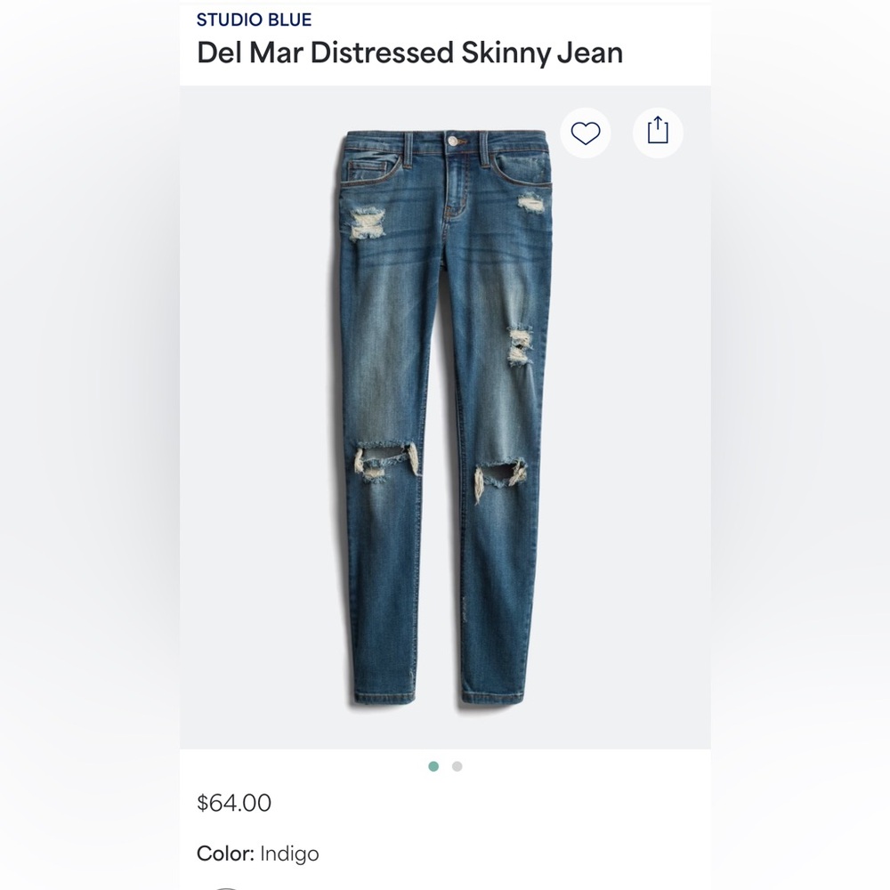 Studio Blue Distressed Skinny Jeans Size 29